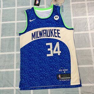 NBA Swingman Blue Jersey Milwaukee Bucks #34 Giannis Antetokounmpo Nike Dri-FIT